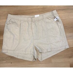 Old Navy High-Rise Linen Shorts Flax Cream Color Plus Size 4X